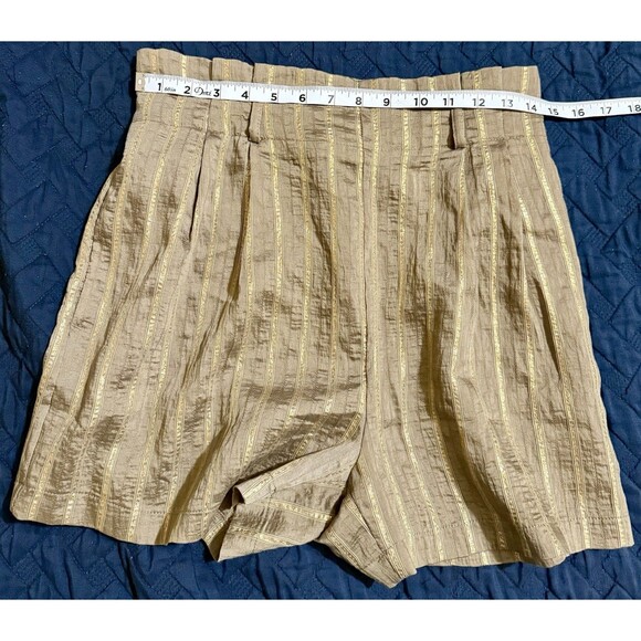 Zara High Rise Size Small Striped Paper Bag Waist Shorts Women's - Picture 2 of 8
